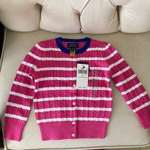 Polo by Ralph Lauren Kids' Sweater in Pink and White